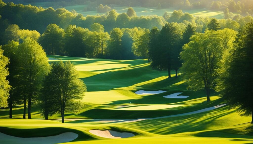 Champion Hill golf course in the hilly countryside Champion Hill golf course in the hilly countryside