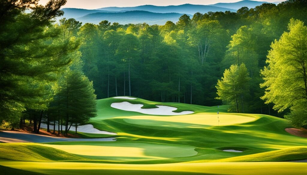 Lush greens and rolling hills at Greenville golf courses Lush greens and rolling hills at Greenville golf courses