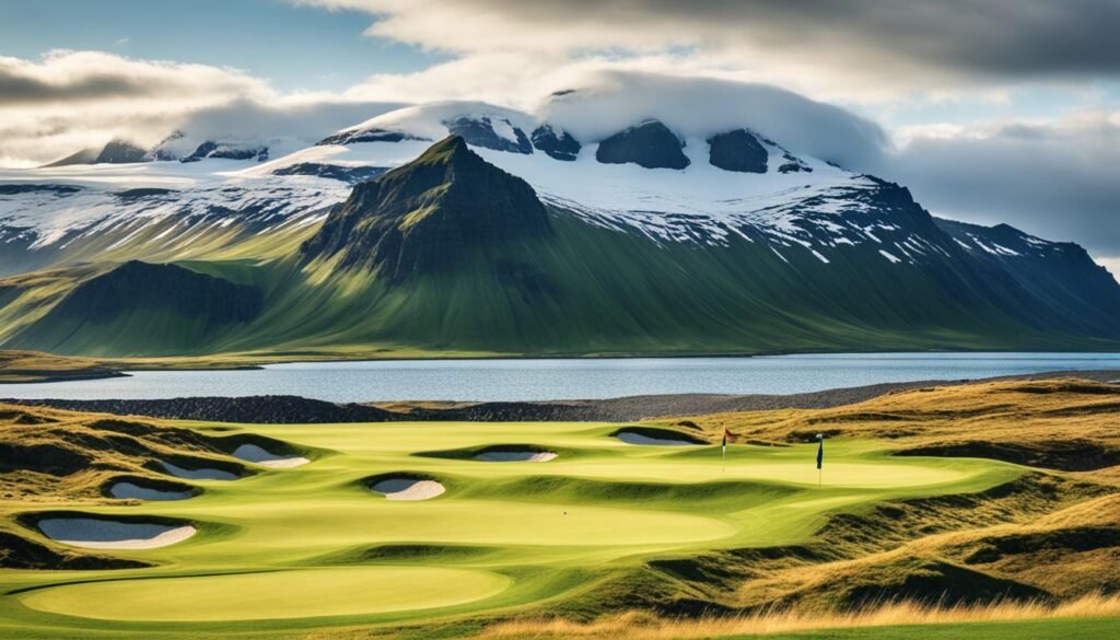 Iceland golf course with stunning landscape Iceland golf course with stunning landscape