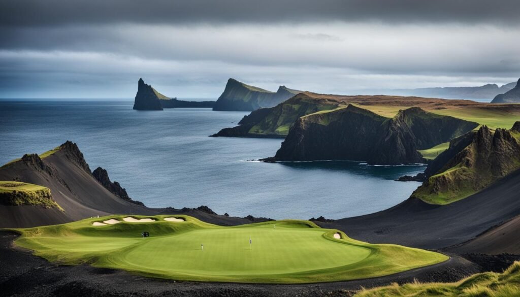 Vestmannaeyjar Golf Club volcanic landscape Vestmannaeyjar Golf Club volcanic landscape