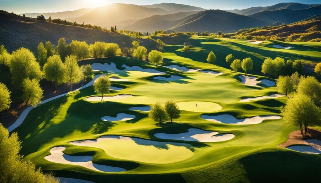 Modern golf course at The Legend at Bergamont Modern golf course at The Legend at Bergamont