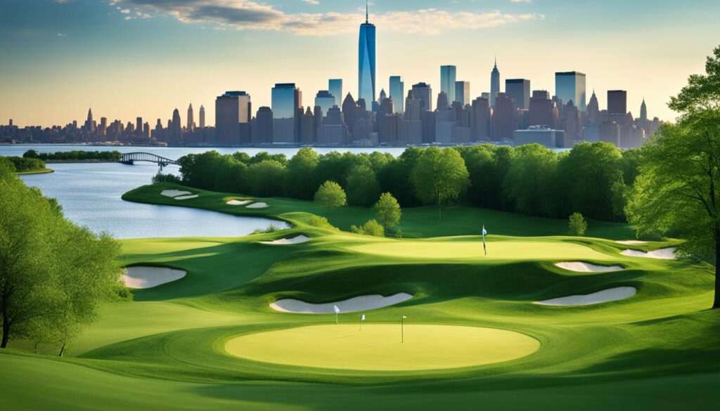 Scenic views of New York City golf courses