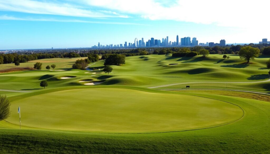 Links-style course with St. Louis skyline views Links-style course with St. Louis skyline views