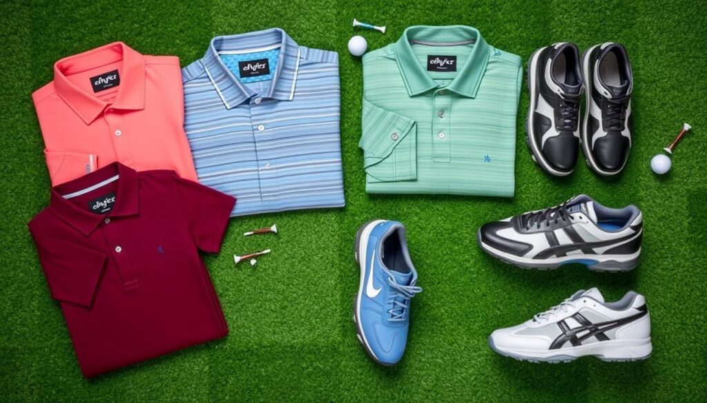 men's golf shirts and golf shoes