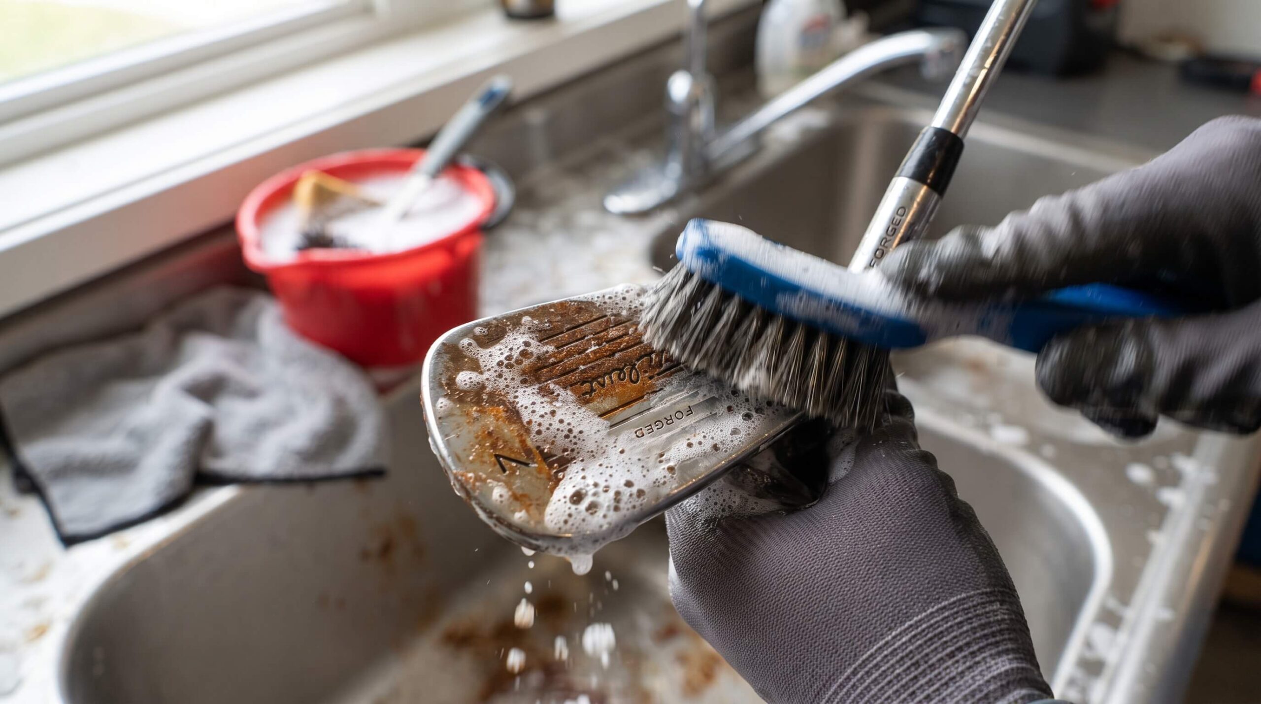 golf club cleaning with soap and water